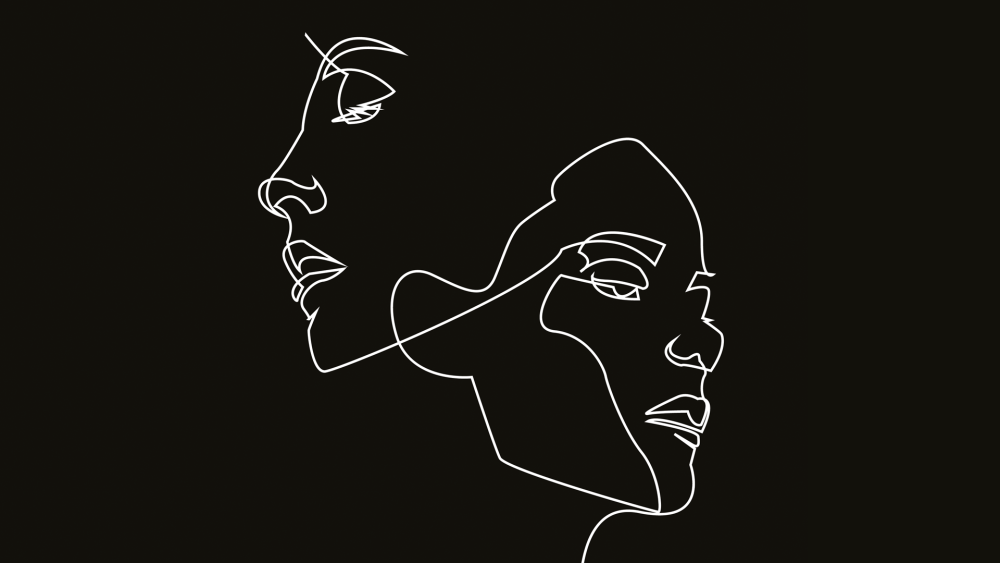 Силуэты лиц линиями