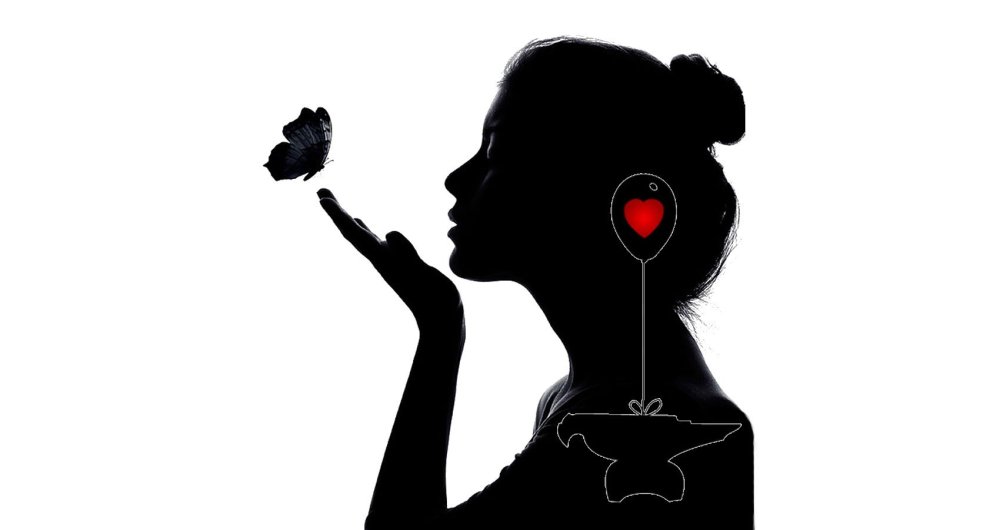 Белый силуэт на черном фоне