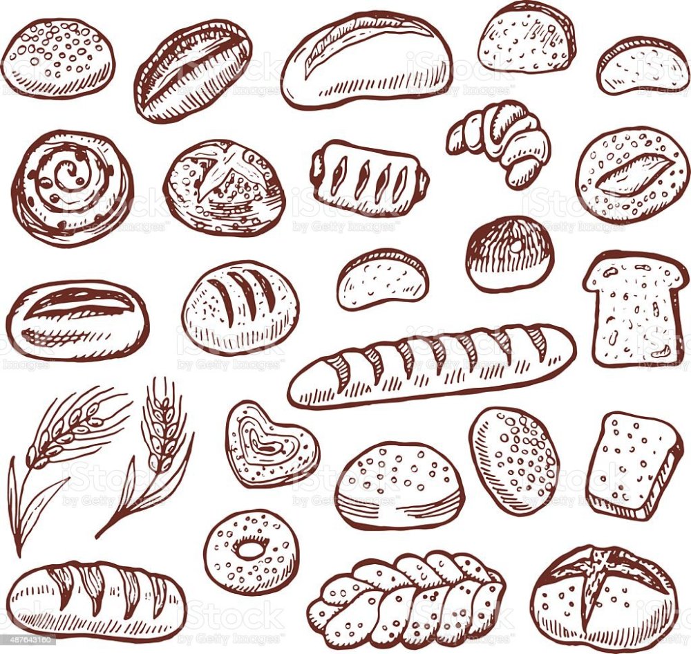 Нарисовать булочные изделия