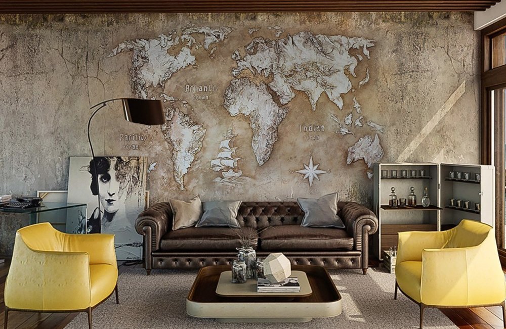 Барельеф для стен в интерьере лофт