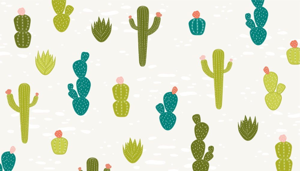Обои детские кактусы