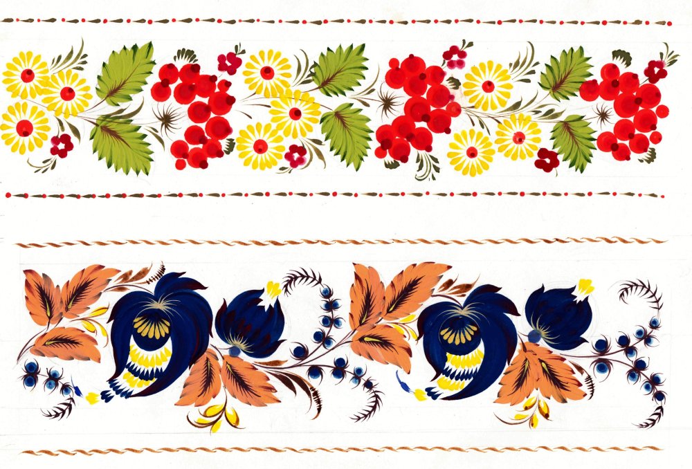 Петриковская роспись орнамент в полосе