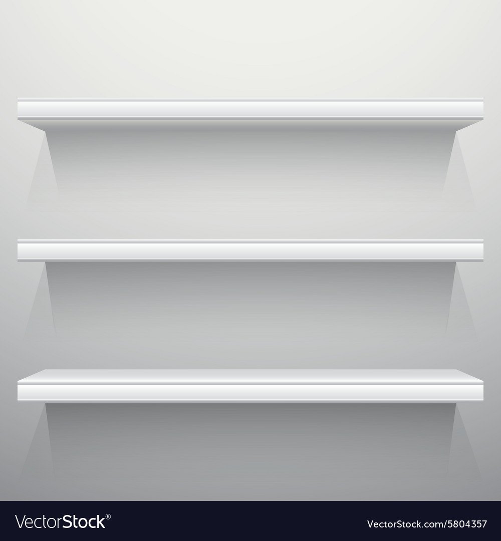 Пустые белые полки на стене