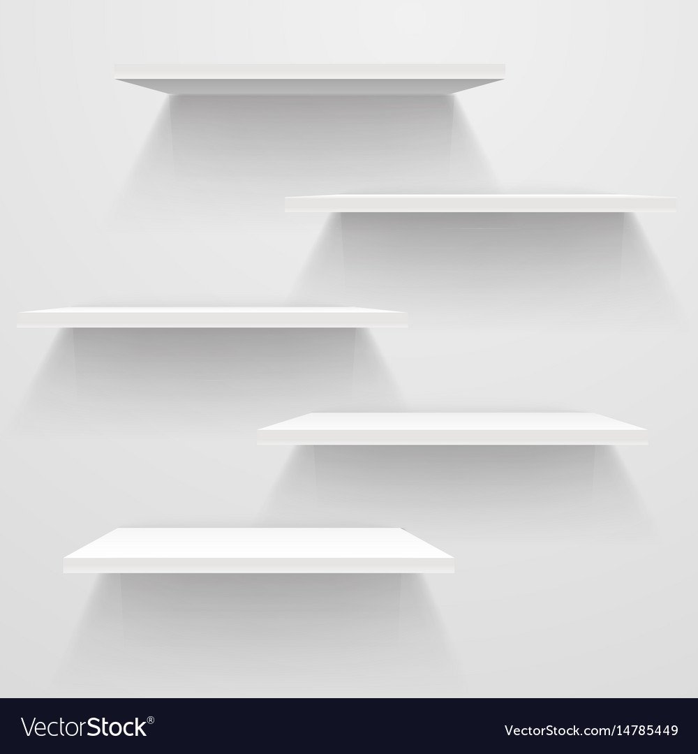 Пустые книжные полки белые