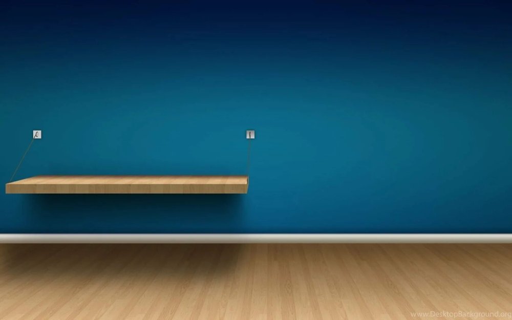 Пустая комната с полками и столом