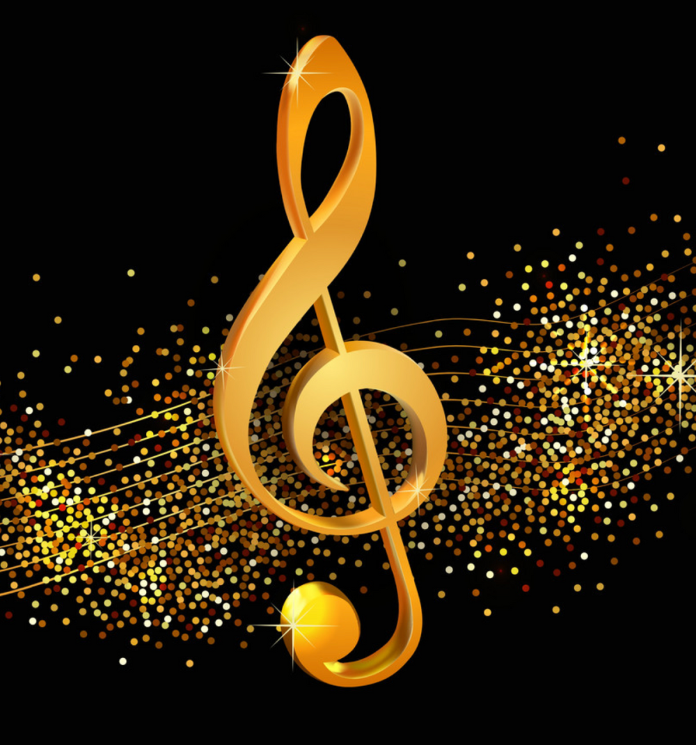 Скрипичный ключ на черном фоне