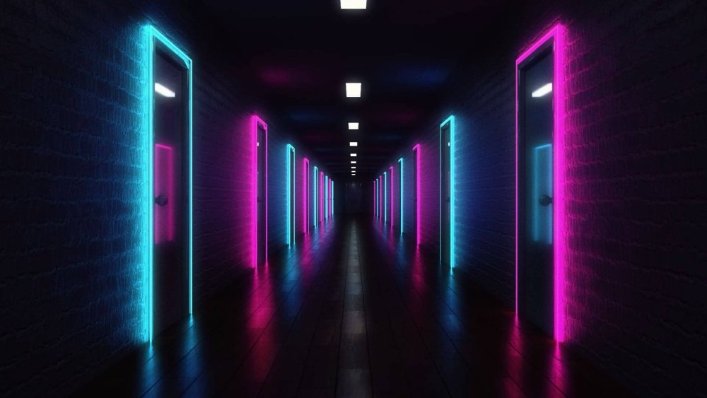 Коридор с неоновой подсветкой