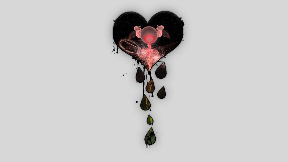 Черные обои с сердечками