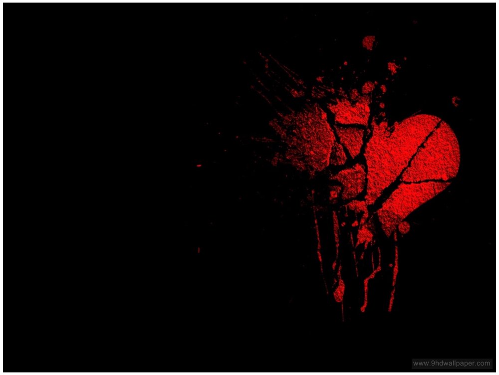 Разбитые сердца на черном фоне