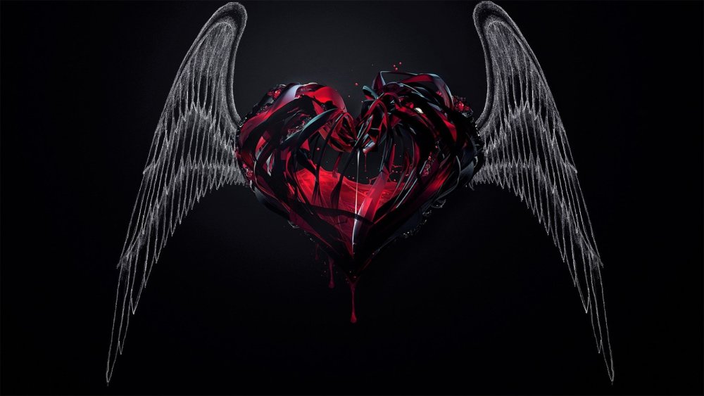 Черное сердце с крыльями