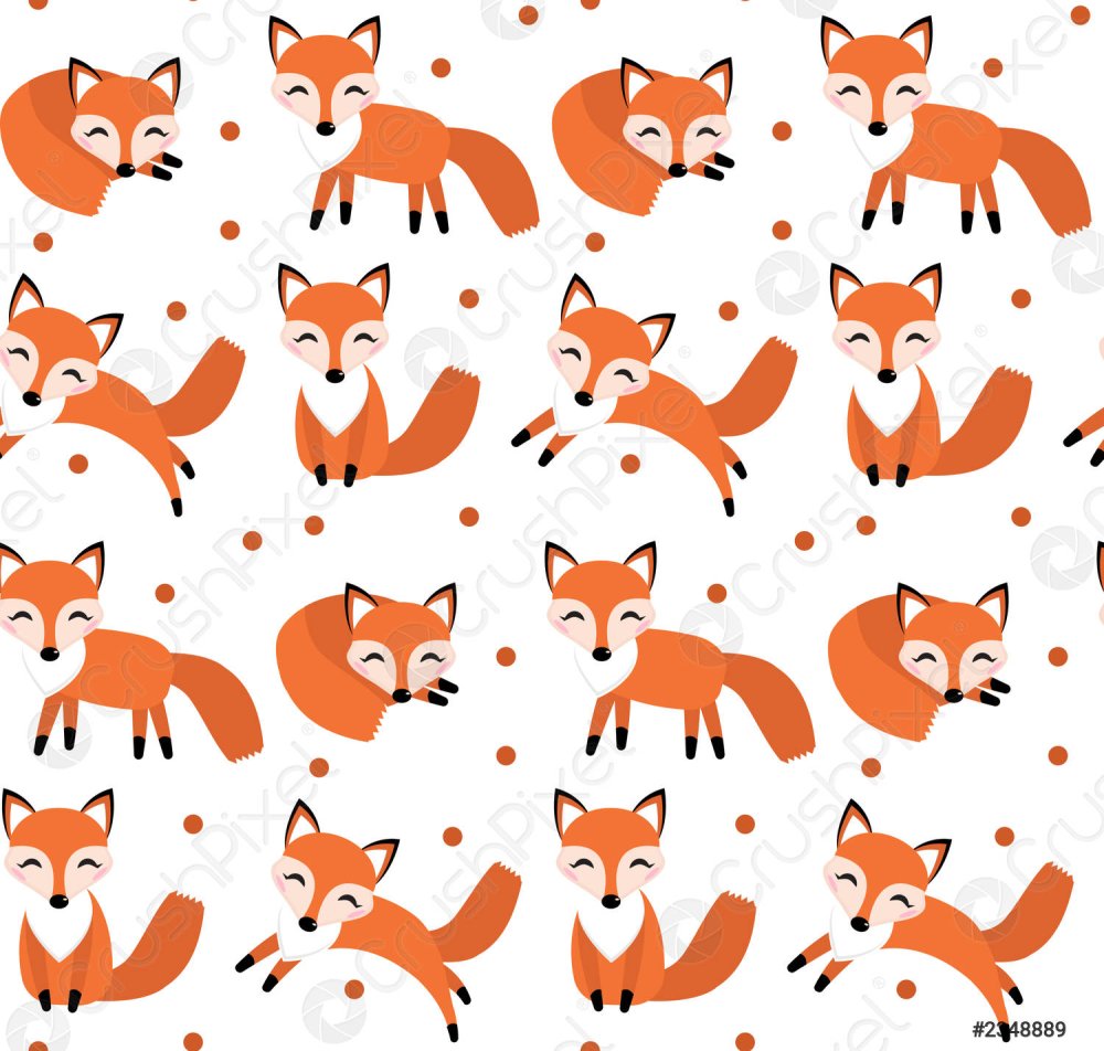 Лисенок нарисованный на оранжевом фоне