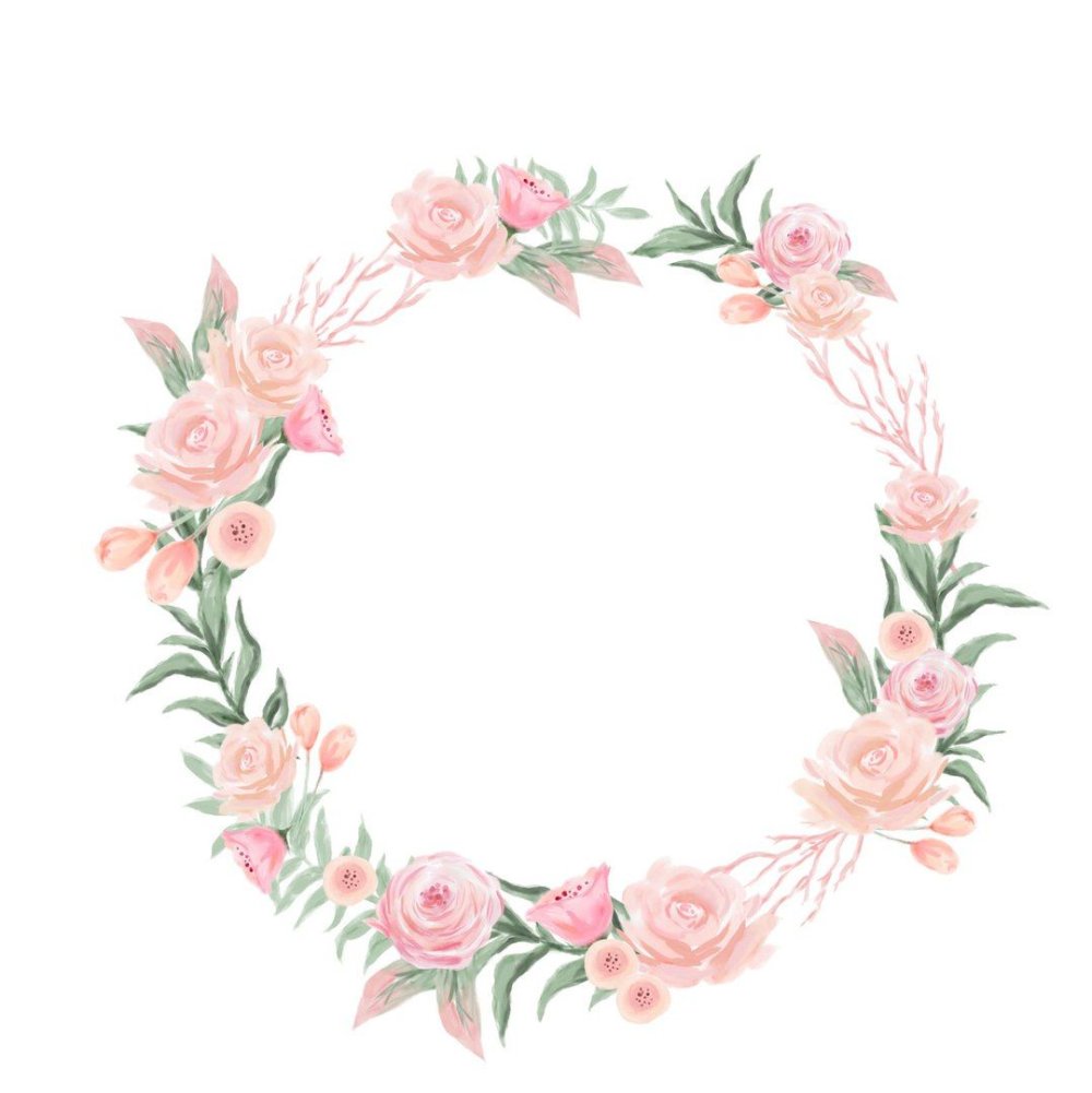 Круглая рамка с цветами акварель