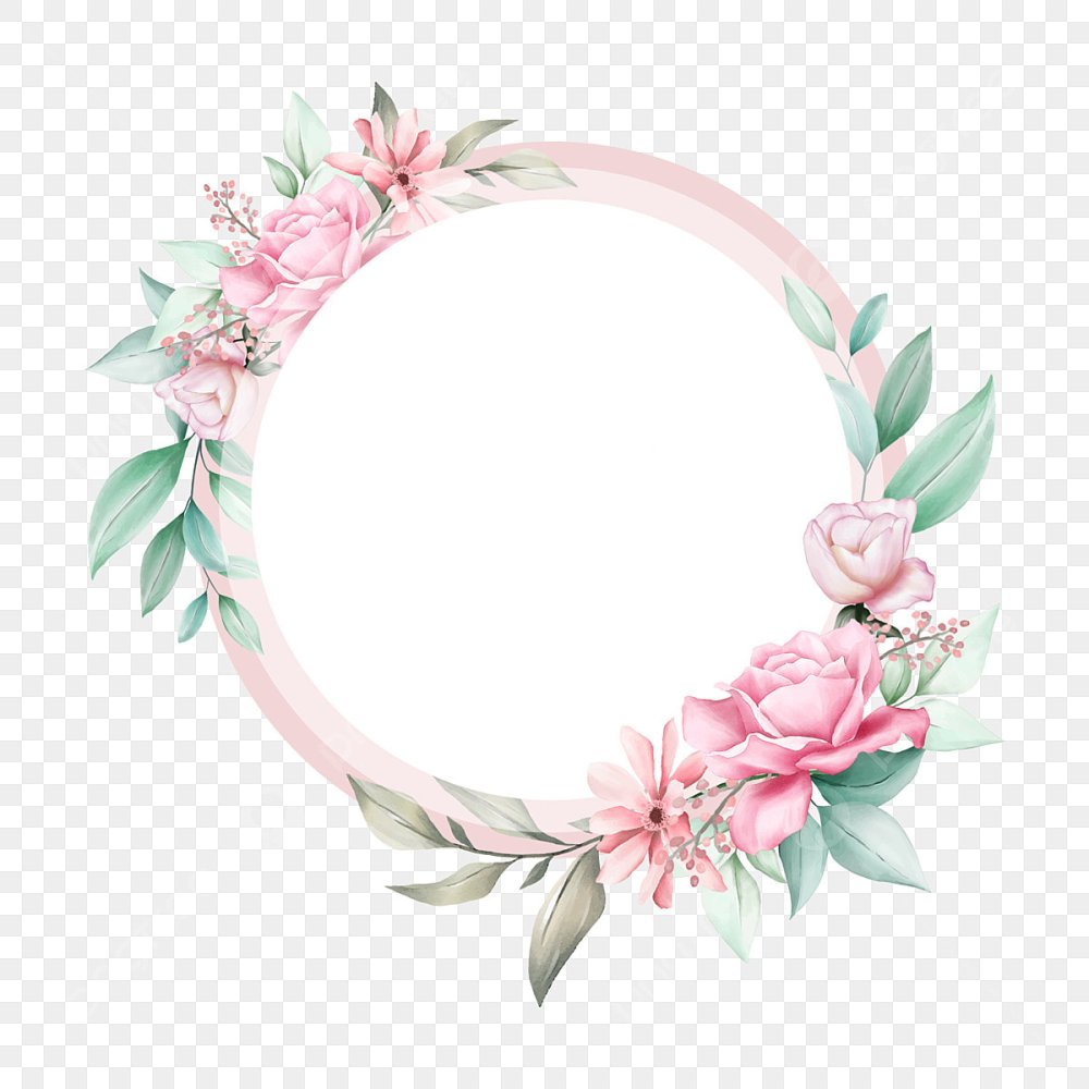 Круглая рамка с цветами акварель