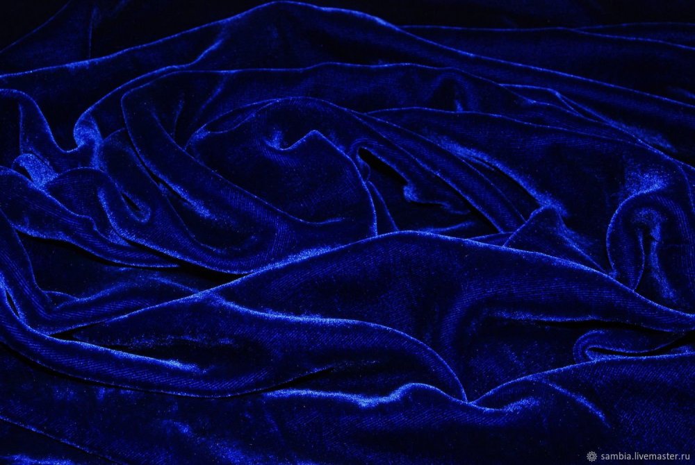 Синий бархат ткань