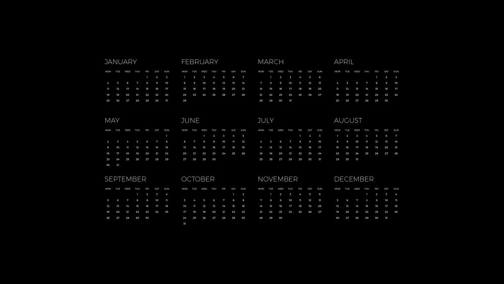 Календарь 2021 черный