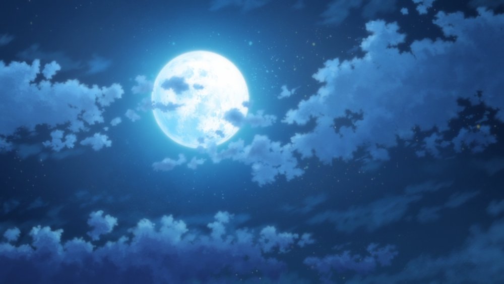 Аниме ночное небо облака