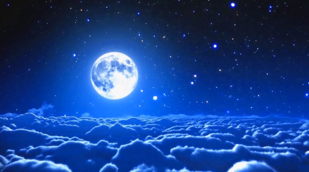 Луна на синем небе