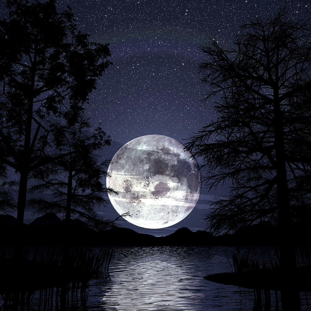 Красивое ночное небо с луной