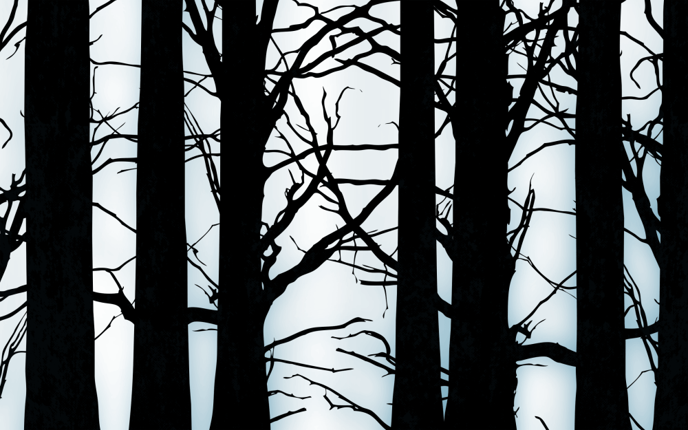 Черный силуэт леса