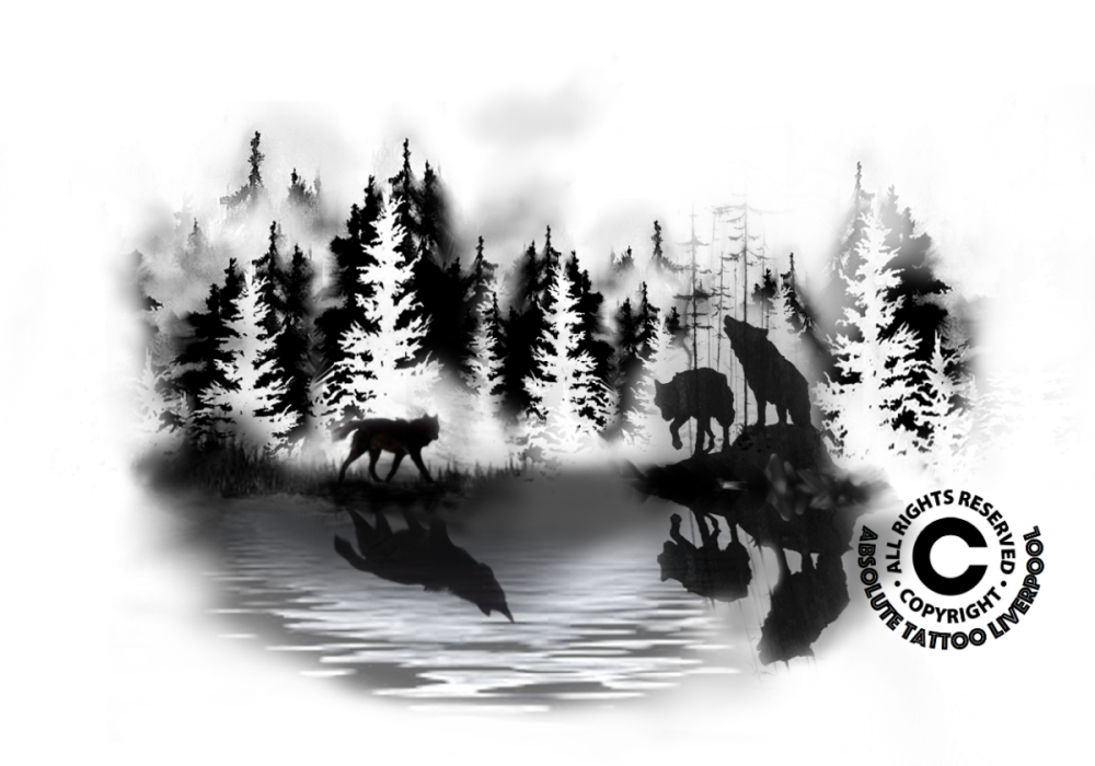 Тату лес эскиз