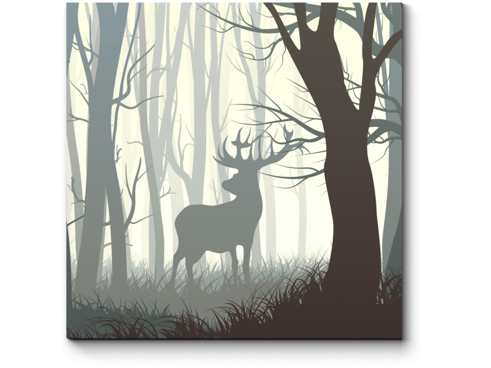 Силуэт оленя в лесу