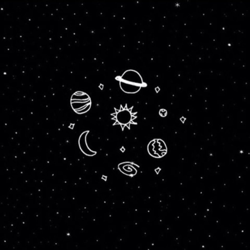 Черный фон с планетами и звездами