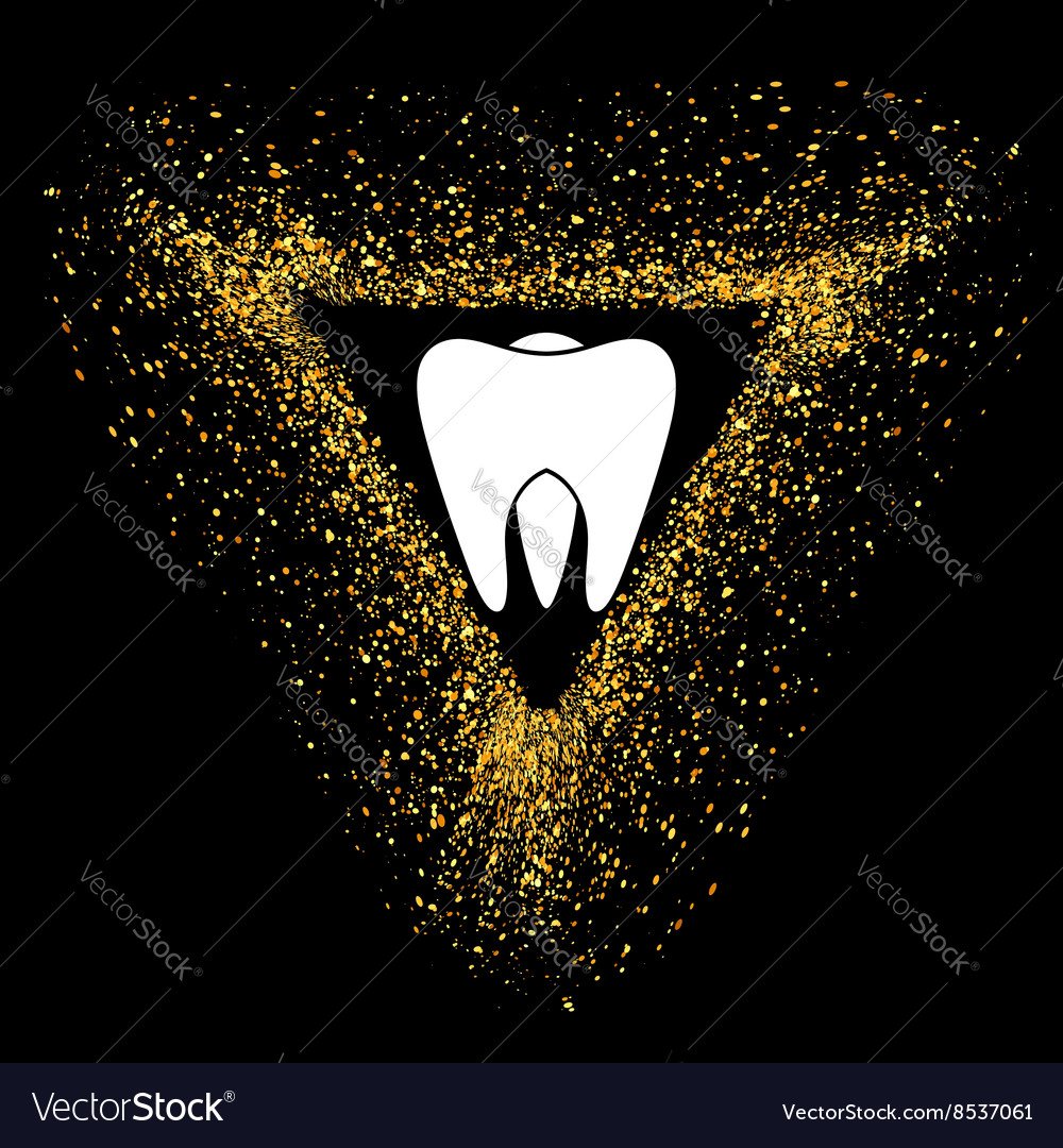 Золотой зуб на черном фоне