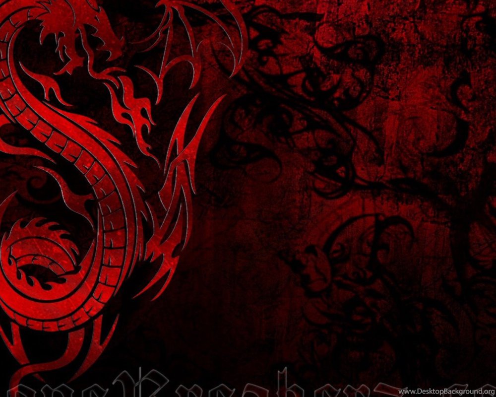 Красный дракон на черном фоне