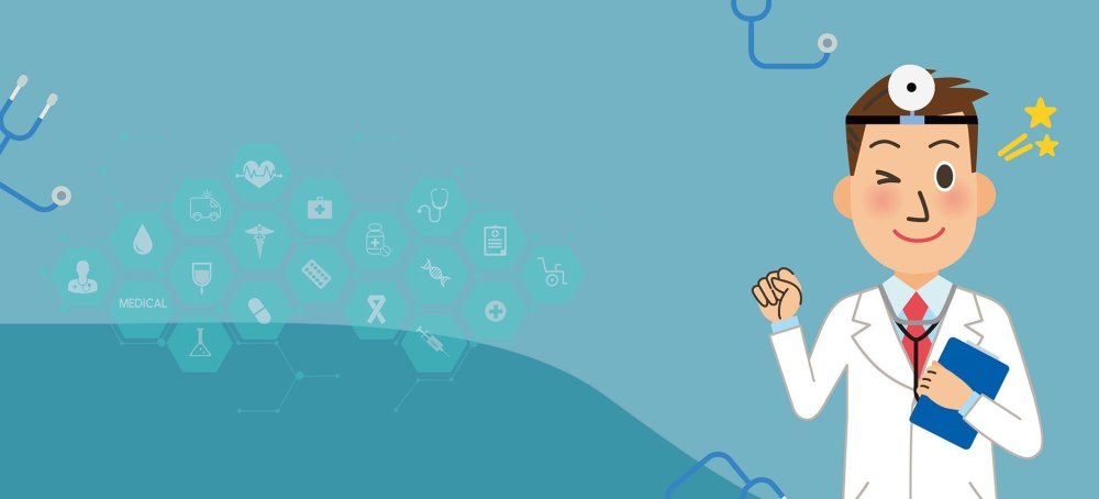 Врач на голубом фоне