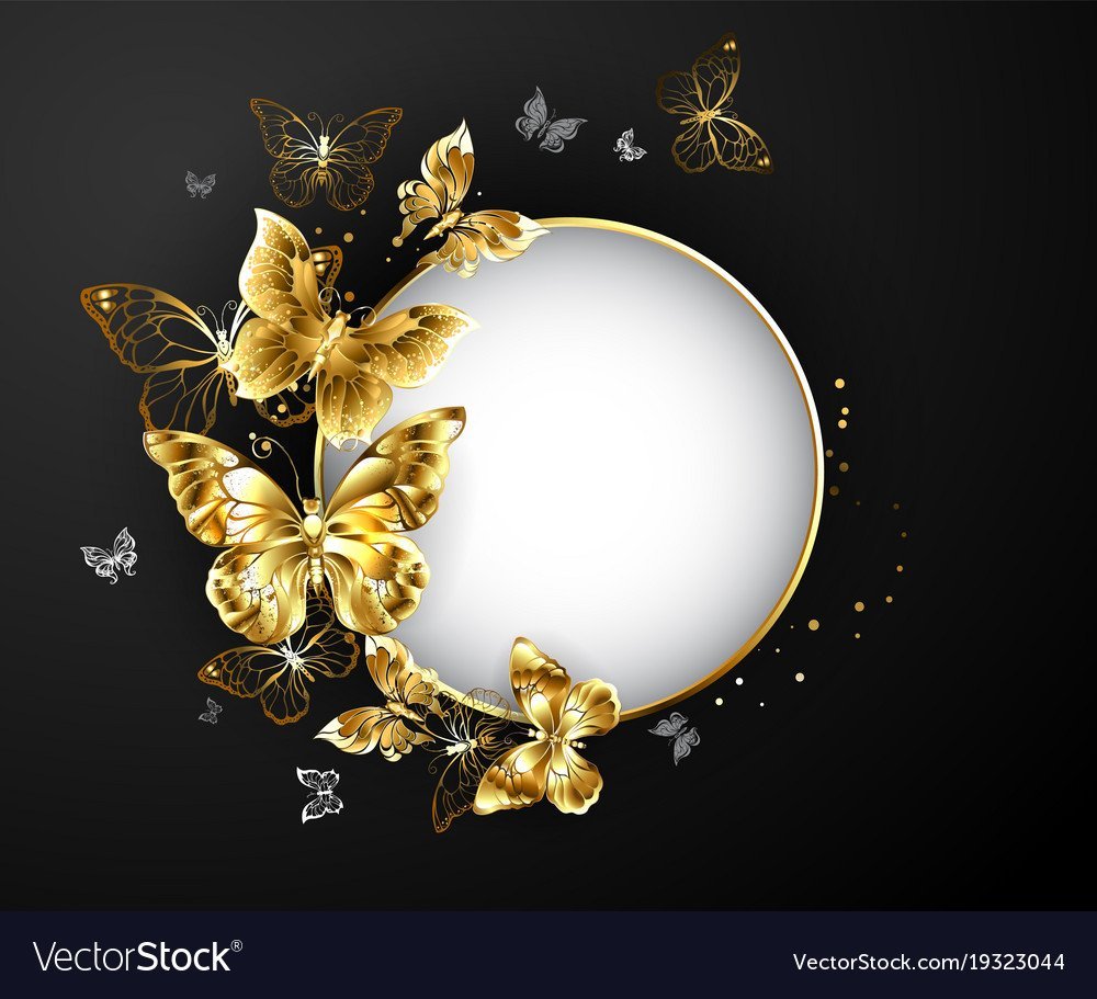 Золотая рамка с бабочками