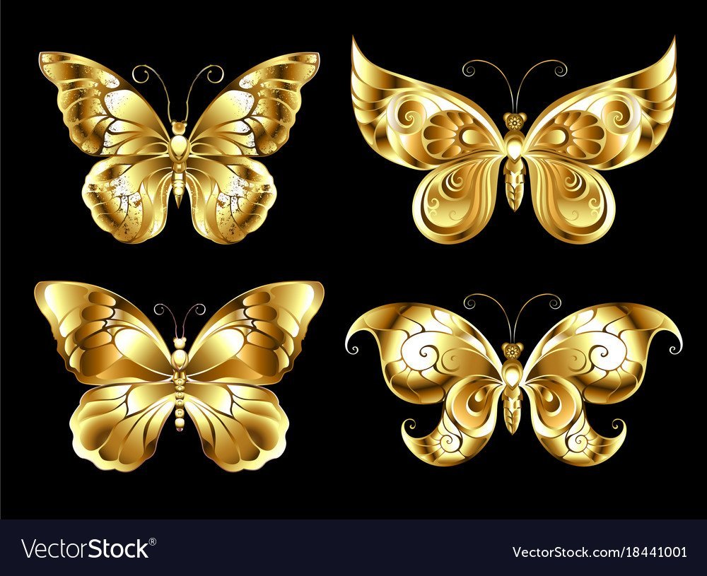 Бабочки на черном фоне