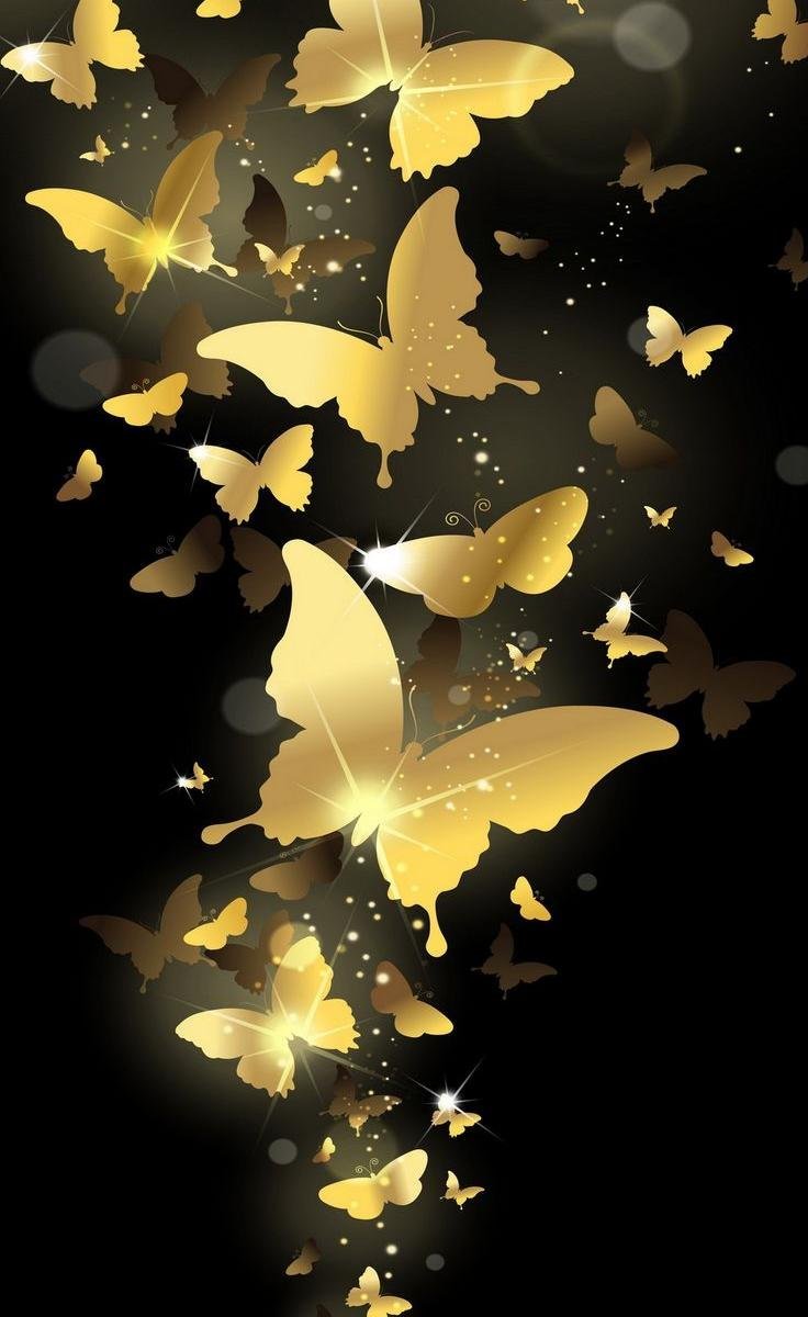 Бабочки на черном фоне