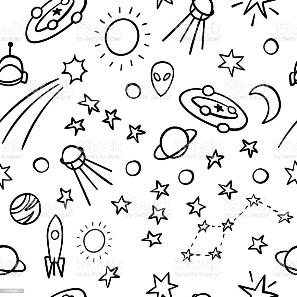 Паттерн космос черно белый