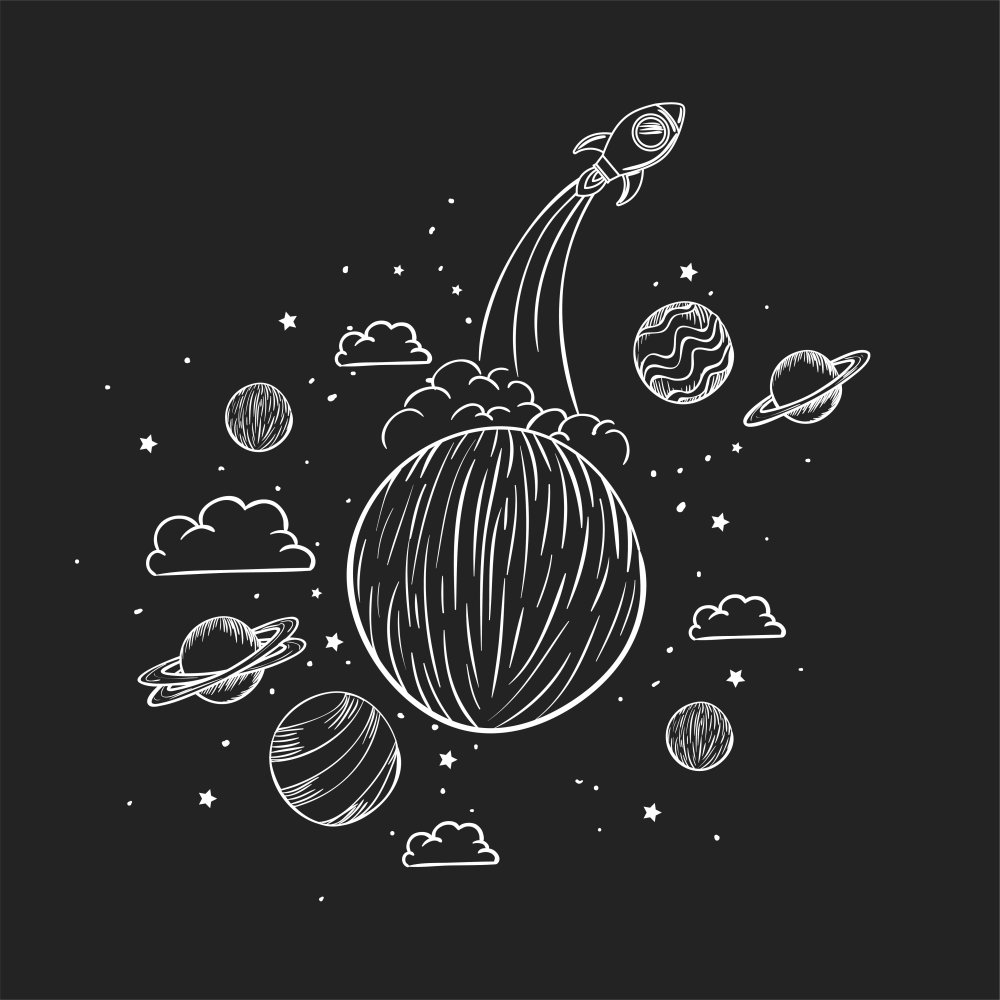 Планеты стилизованные Графика