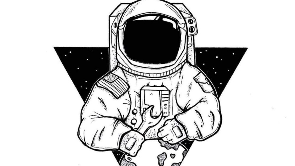 Космонавт эскиз цветной
