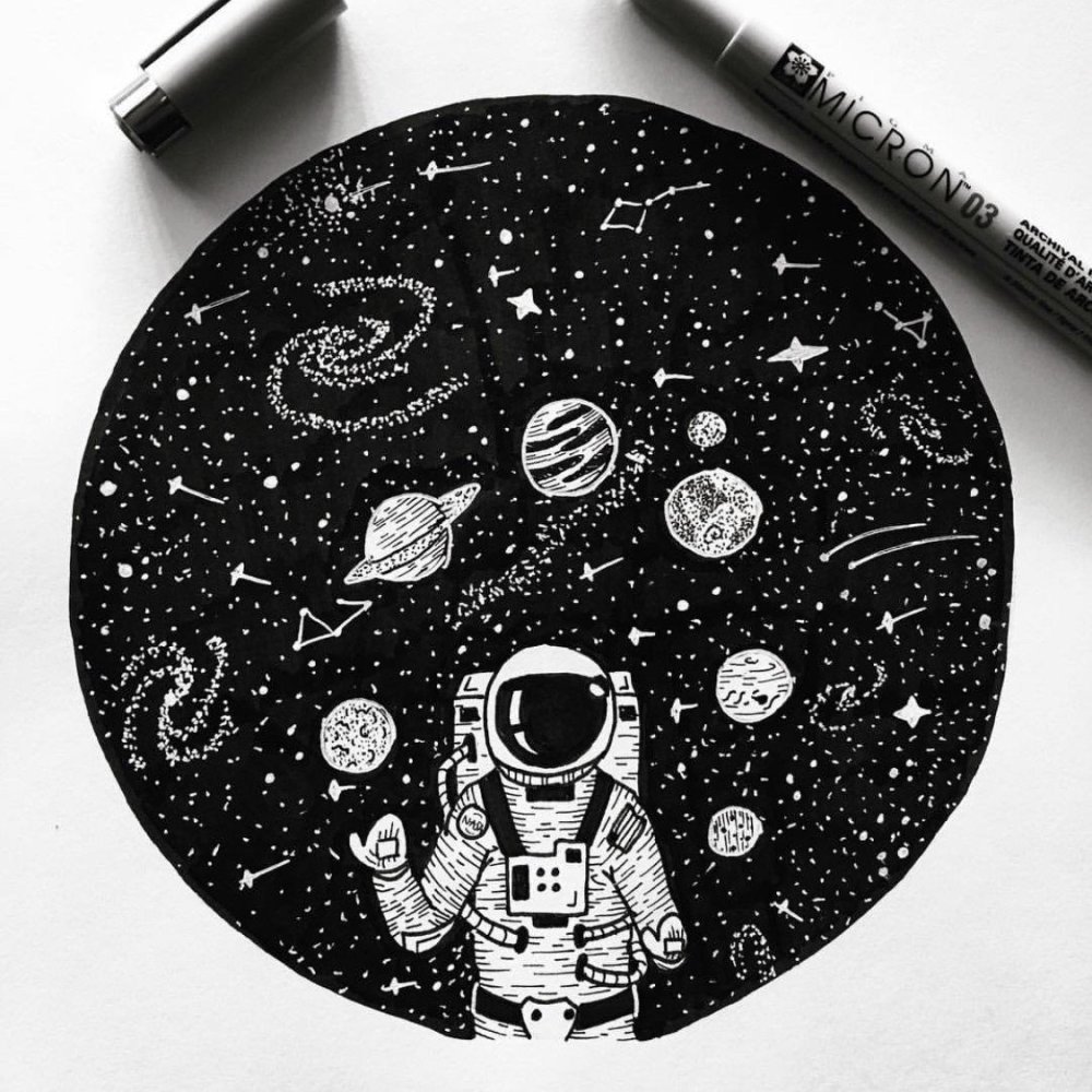 Чёрная ручка для рисования