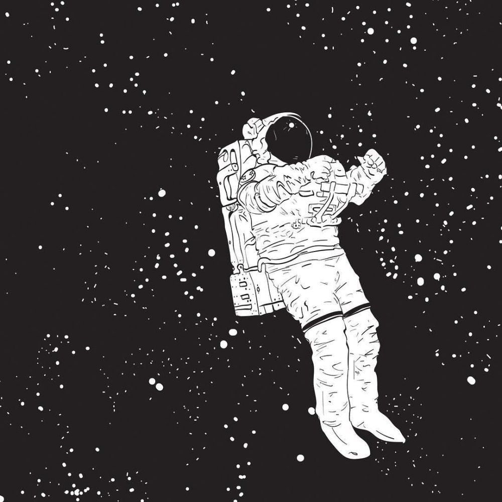 Космонавт арт черно белый