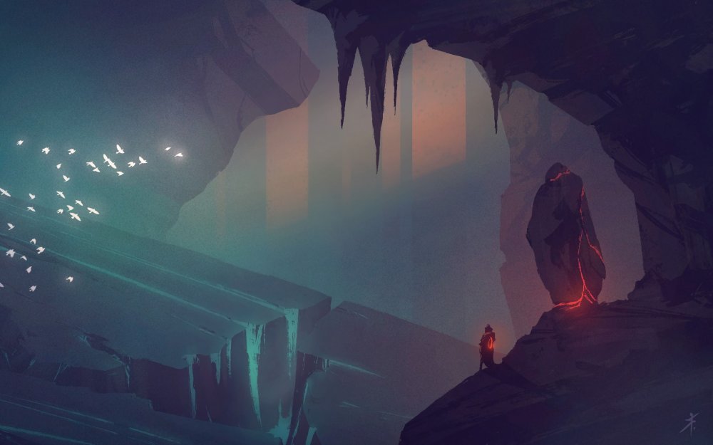 Скала с пещерой арт