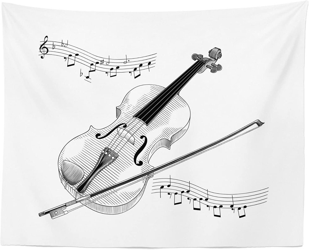 Черная скрипка на белом фоне