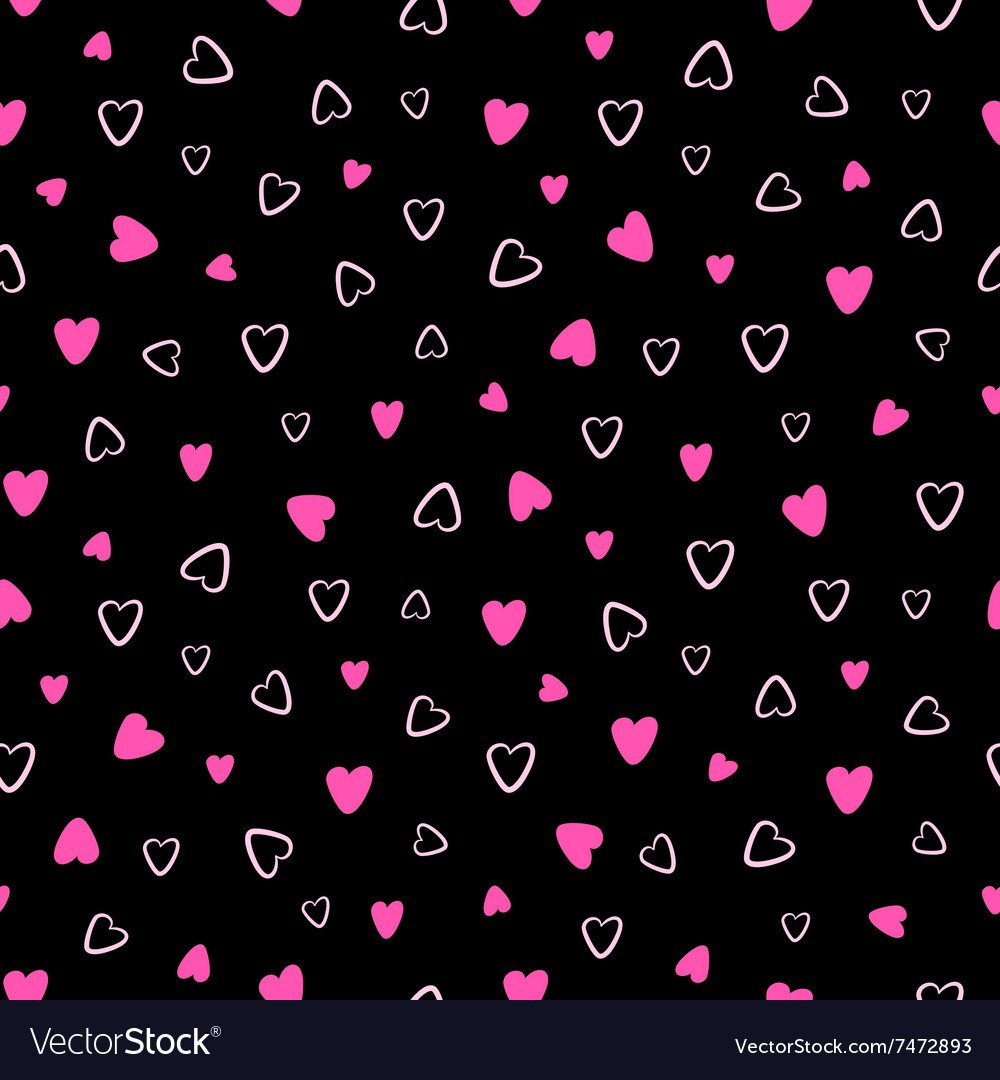 Сердечки на черном фоне мелкие