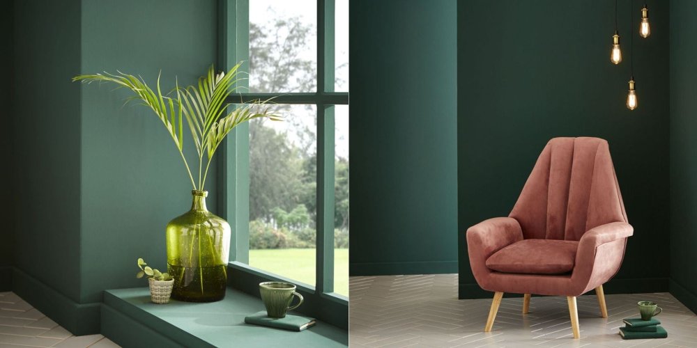 Синий и оливковый в интерьере