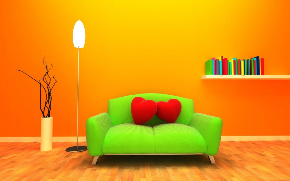 Зеленый диван в интерьере