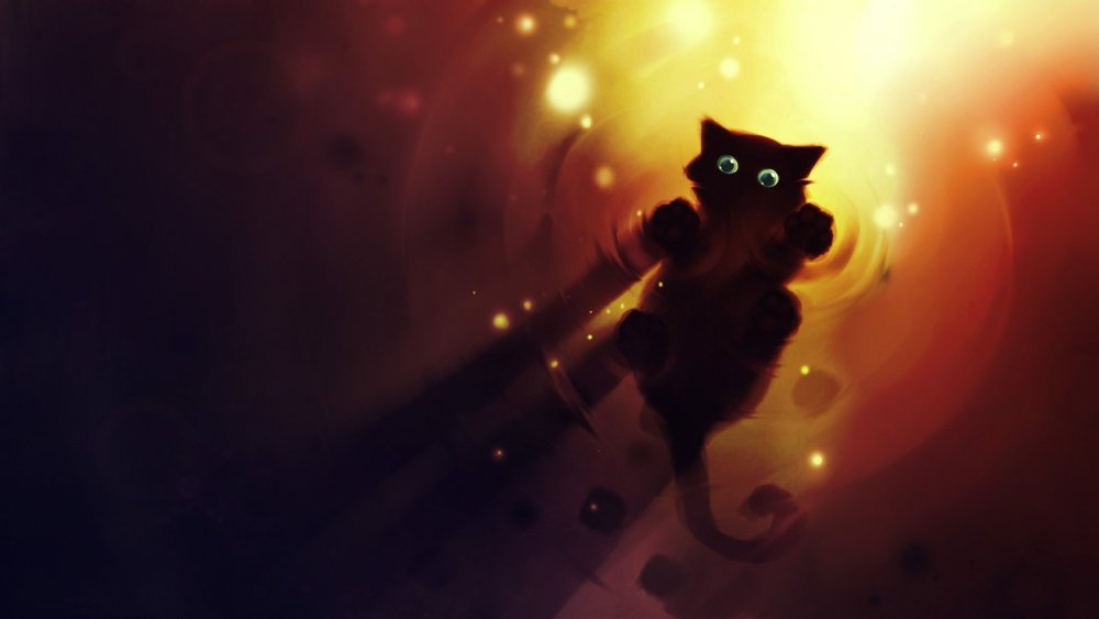 Чёрный кот арт