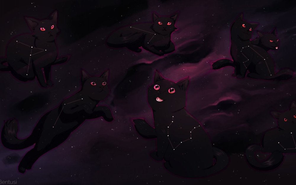 Чёрный кот арт