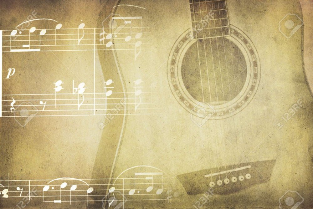 Фон с гитарой и нотами