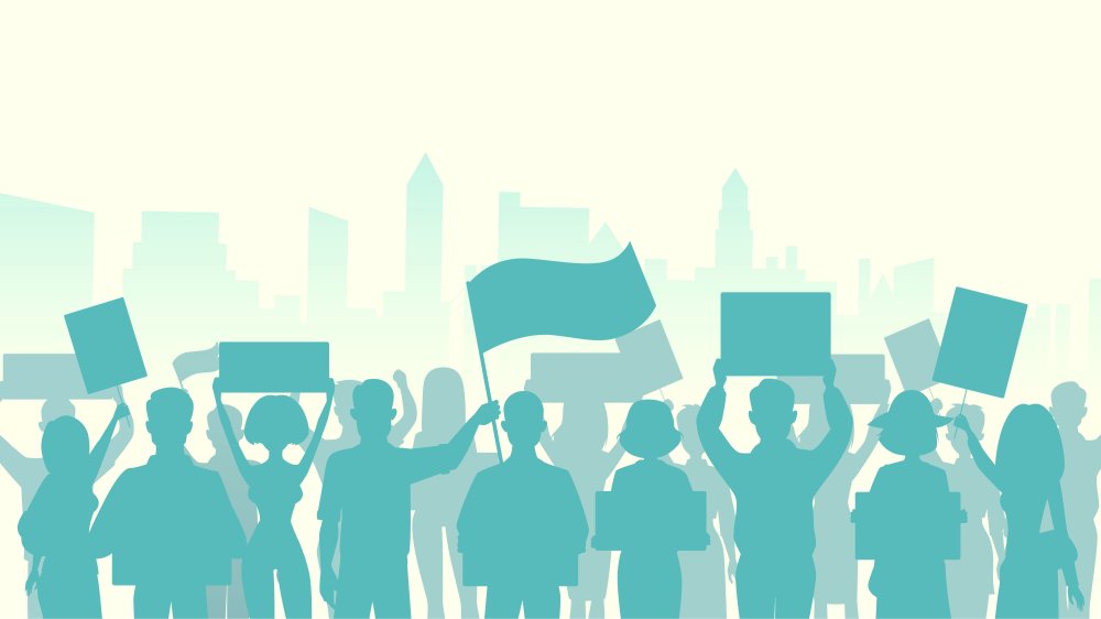 Силуэты людей митинг