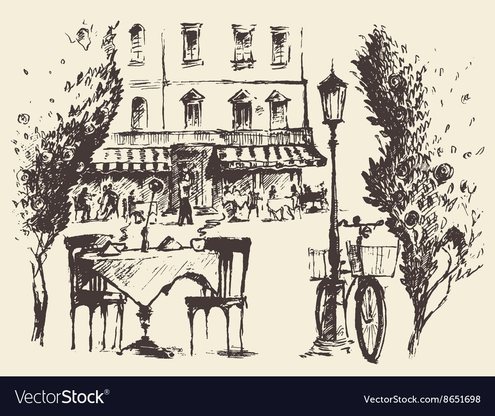 Уличное кафе вектор Париж