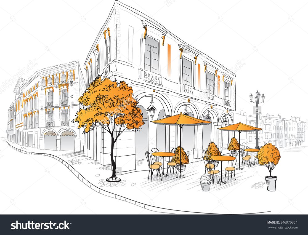 Уличное кафе вектор