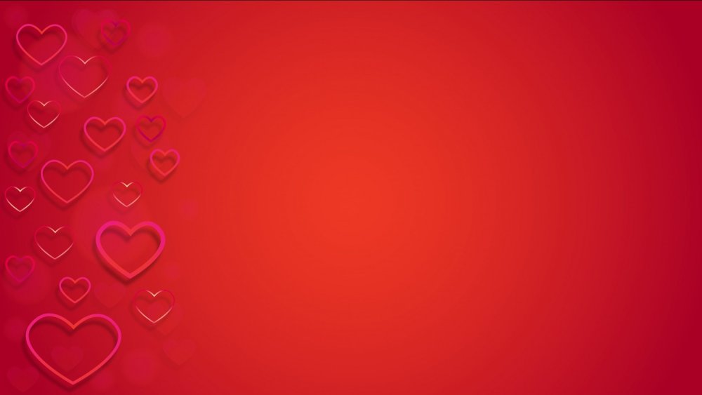 Красный фон с сердечками