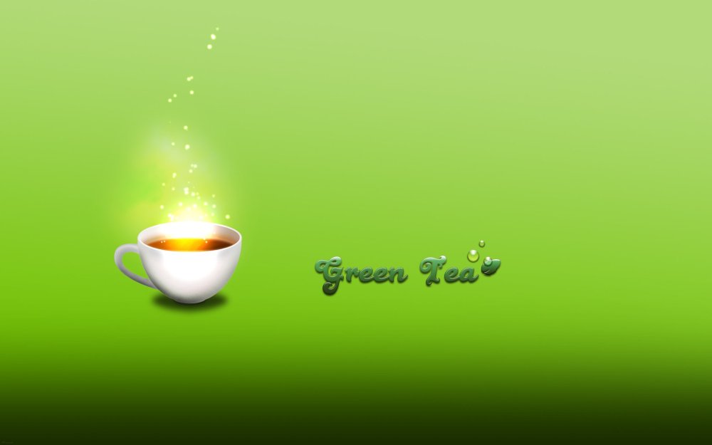 Чай на зелёном фоне